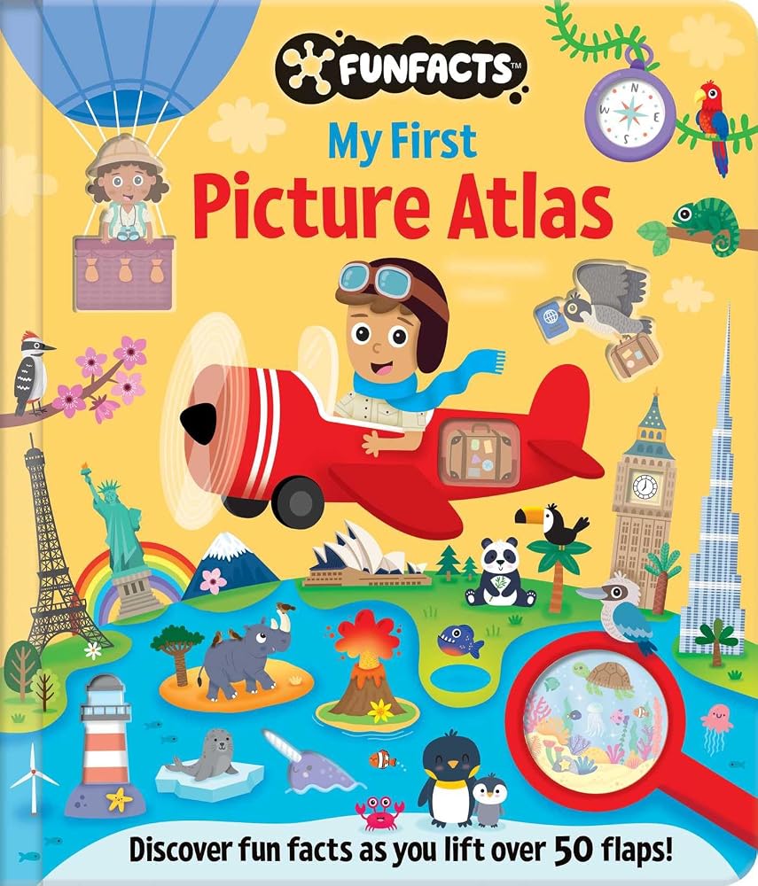 My First Picture Atlas: Lift-the-Flap Book: Board Book with Over 50 Flaps to Lift! (FunFacts) cover image