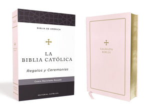 Biblia Católica, Regalos y Ceremonias, Piel reciclada, Rosado, Comfort Print (Biblia De America) (Spanish Edition)