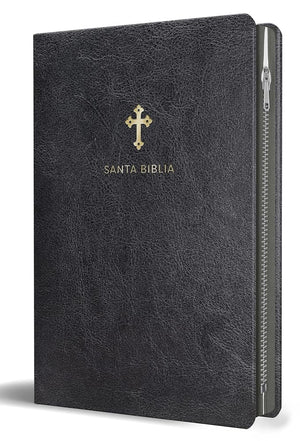 Biblia Reina Valera 1960 Tamaño grande, letra grande piel negra con cremallera / Spanish Holy Bible RVR 1960 Large Size Large Print Black Leather with Zipper