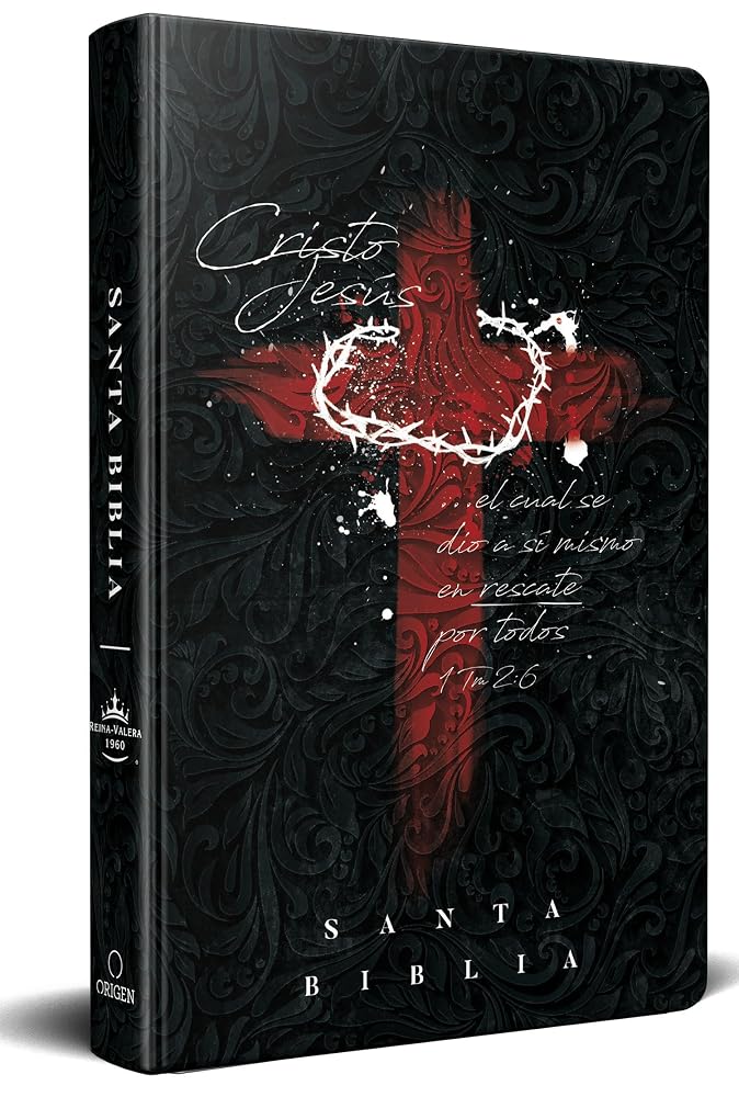 Biblia RVR 1960 letra grande tamaño manual, tapa dura cruz con corona / Spanish Bible RVR 1960 Handy Size Large Print Hardcover cross and crown (Spanish Edition) cover image