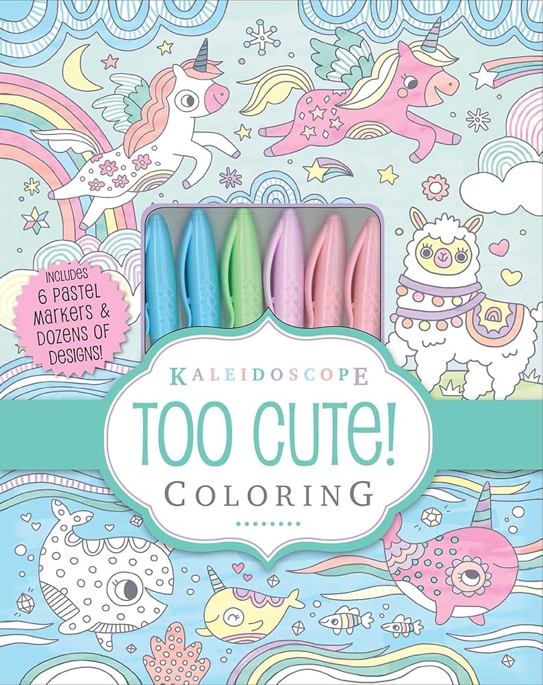 Kaleidoscope: Too Cute! Coloring: Includes 6 Pastel Markers and Dozens of Designs! cover image