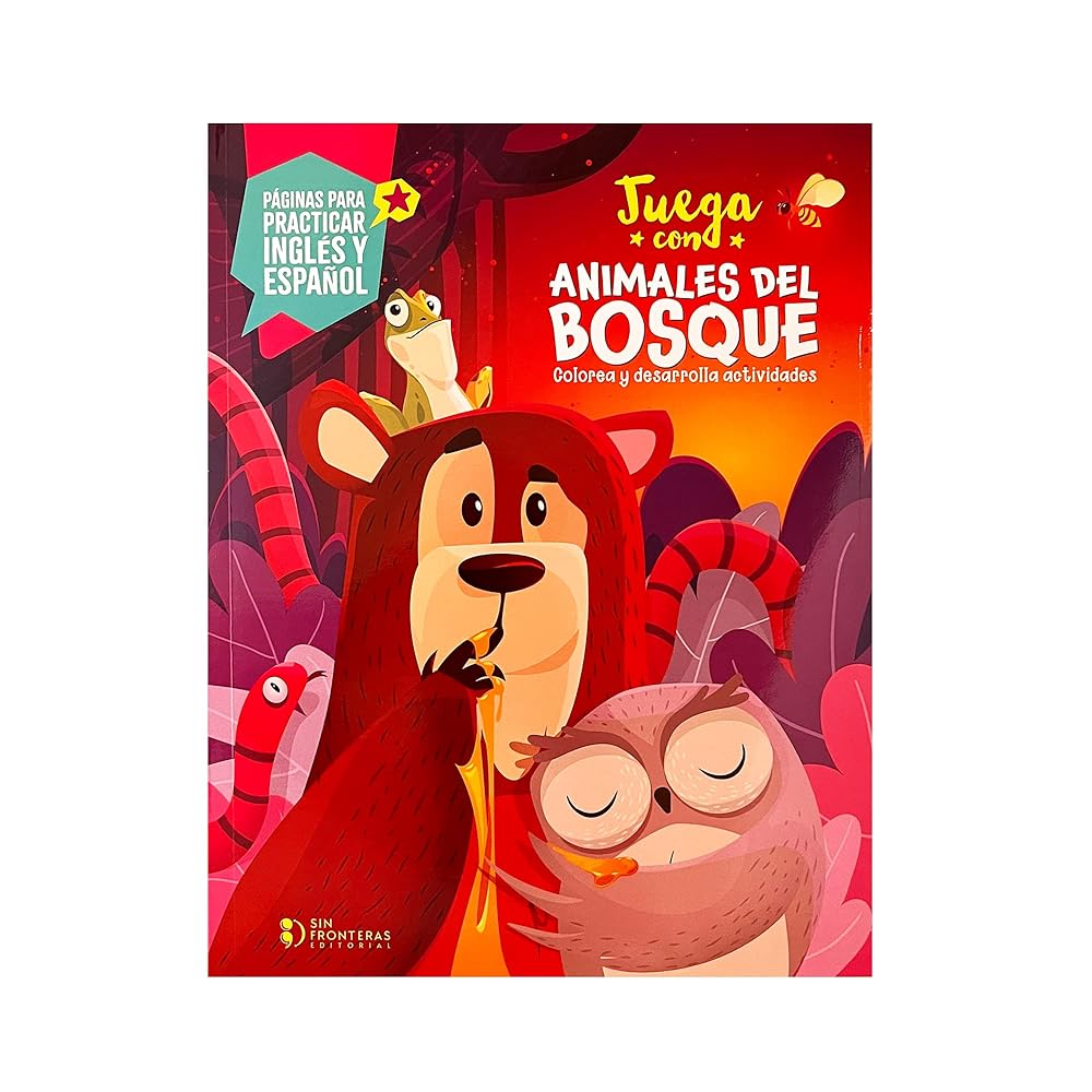 Juega con animales del bosque - Actividades para aprender inglés y español - Lee, escribe, juega y colorea.