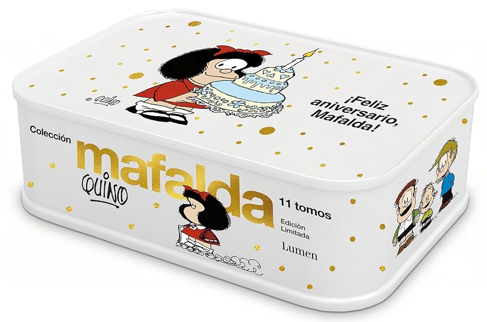 Colección Mafalda: 11 tomos en una caja de lata (edición ¡Feliz aniversario, Mafalda!) (Lumen Gráfica) cover image