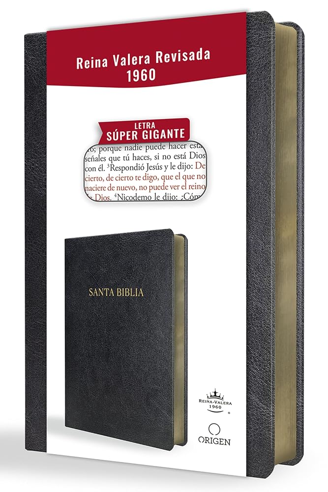 Biblia Reina Valera Revisada 1960 letra súper gigante, símil piel negro / Spanish Bible RVR 1960 Super Giant Print, Black Leathersoft (Spanish Edition) cover image