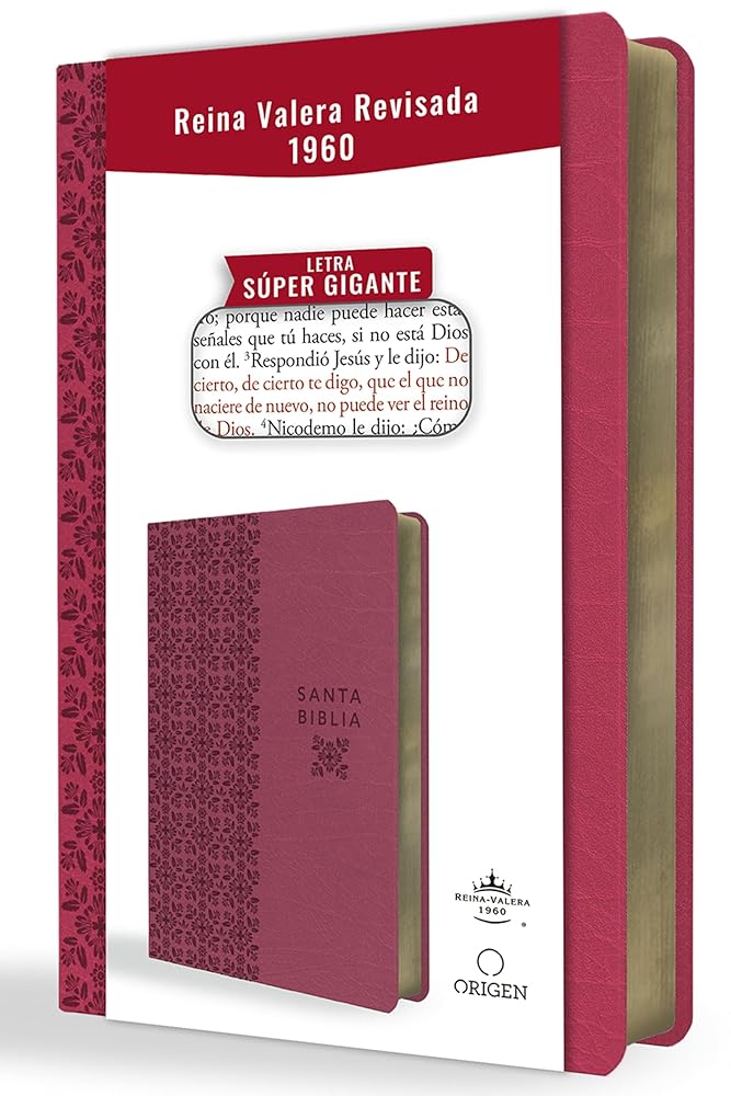 Biblia Reina Valera Revisada 1960 letra súper gigante, símil piel fucsia rosada / Spanish Bible RVR 1960 Super Giant Print, Fuchsia Pink Leathersoft cover image