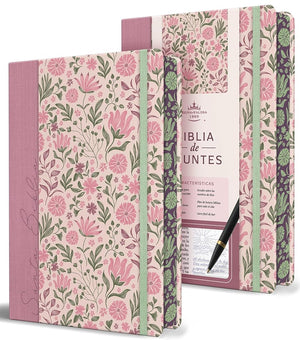 Biblia de Apuntes RVR 1960. Tapa dura, rosada con flores / Spanish Journalling Bible RVR 1960 Hardcover Pink with Flowers (Spanish Edition)